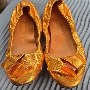 Burberry Gold Textured Flats